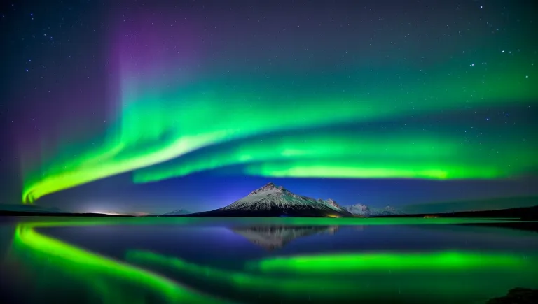 Aurora over still water